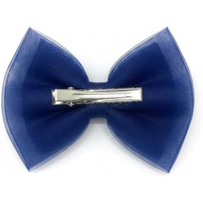 Pack of 2 Bow Hair Band Blue Fabric Metal Clip Hair Accessory for Girls - Image 3